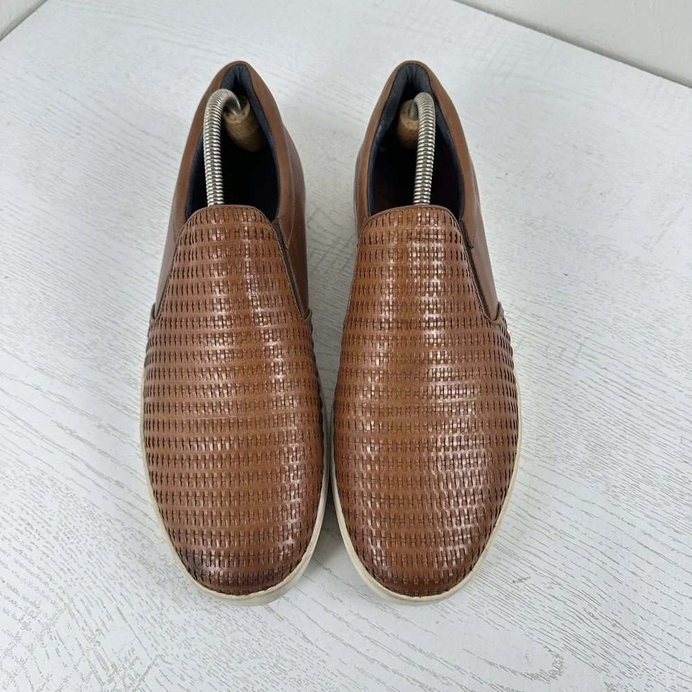 Robert Graham Dion Shoes Brown Men's 13‎ RGS5195 Woven Leather Lifestyle Sneaker